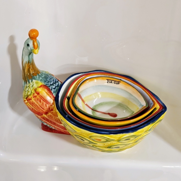 Pier 1 Imports Peacock 4 Piece Measuring Cup Set 1/4 to 1 Cup - Picture 4 of 16